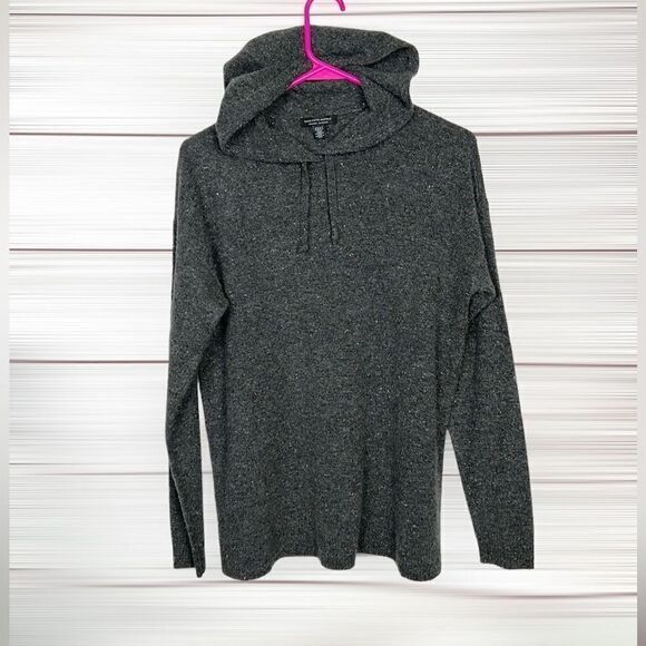 SAKS FIFTH AVENUE Cashmere Gray Hooded Relaxed Fit Sweater XS - Picture 1 of 13